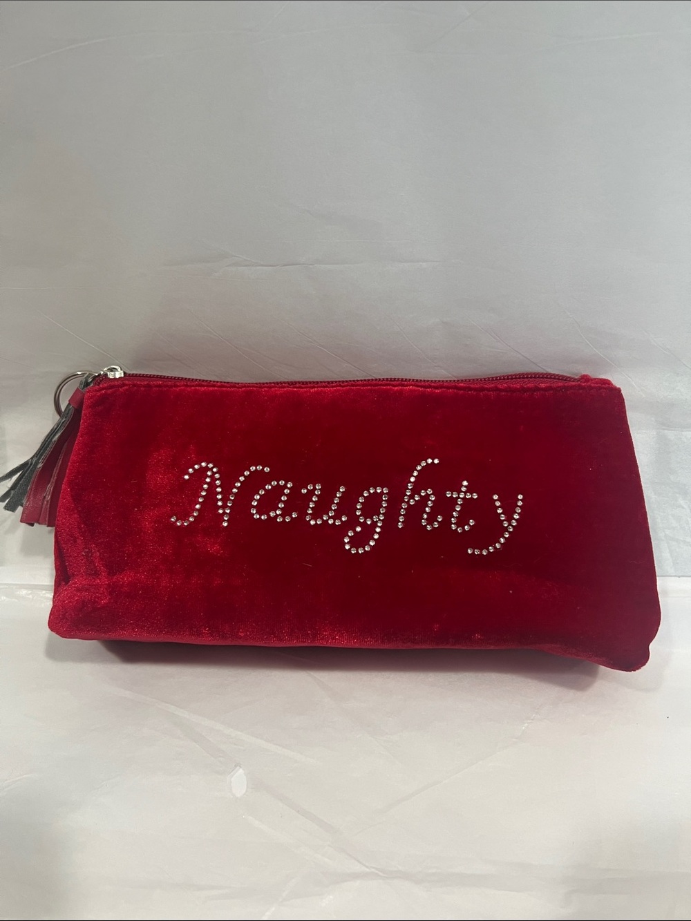 Red Velvet 'Naughty' Rhinestone Accent Women's Clutch